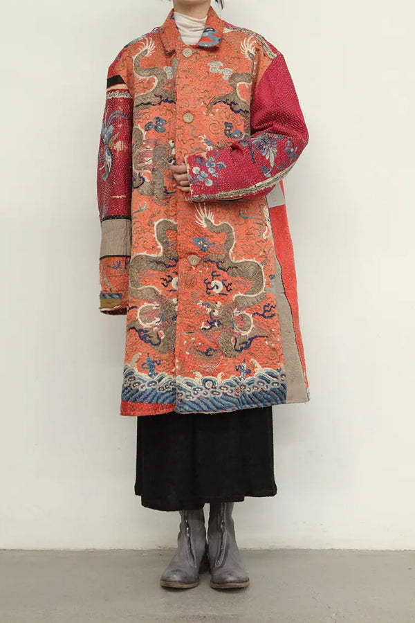By Walid Brown Red Embroidered Coat 1700120MW SS21